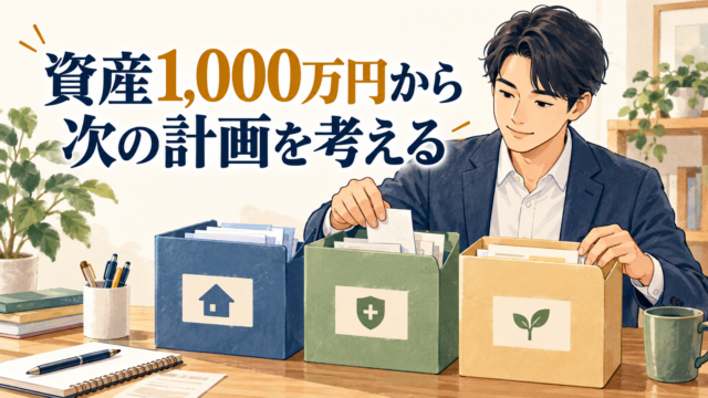 資産1,000万円から1億円へ｜運用資金と積立額を分けて考えるのテーマを表すイラスト