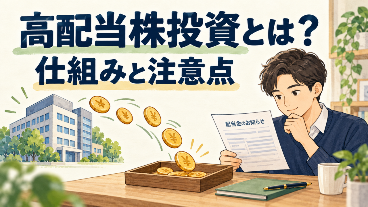 高配当株投資とは?配当の仕組み・税金・注意点を初心者向けに解説のテーマを表すイラスト