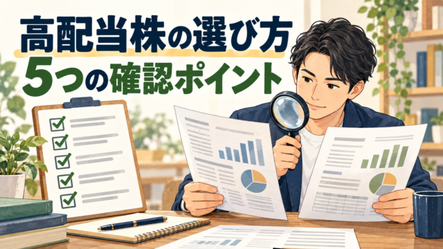 高配当株の選び方｜利回りだけで決めない5つの確認手順のテーマを表すイラスト